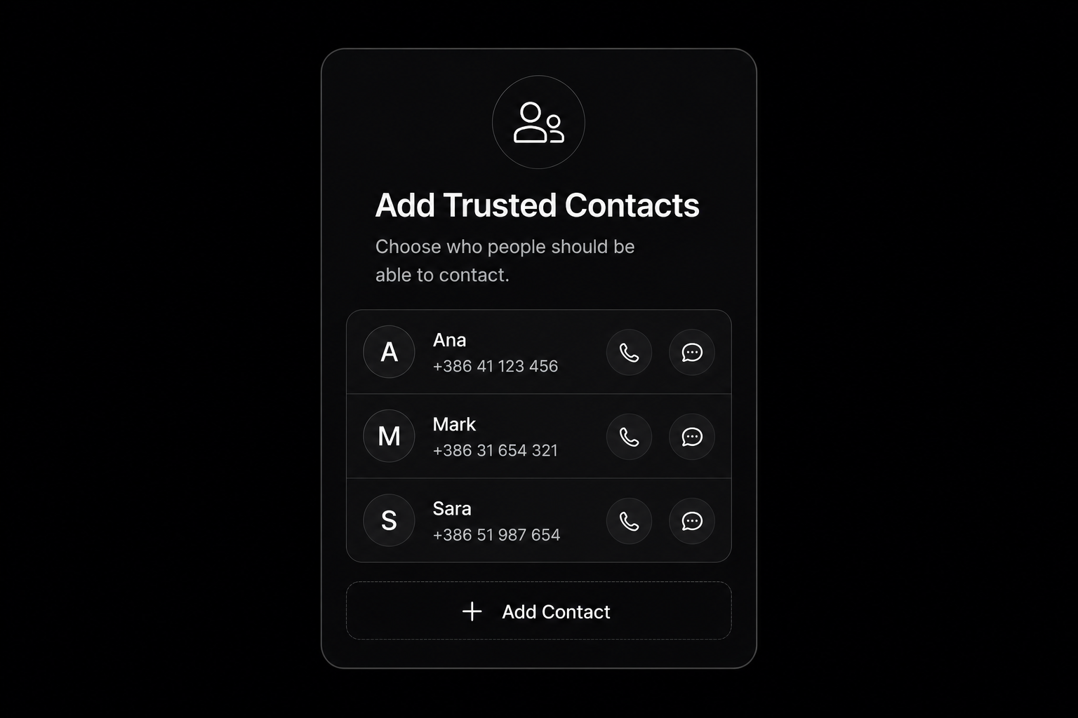 Add Trusted Contacts