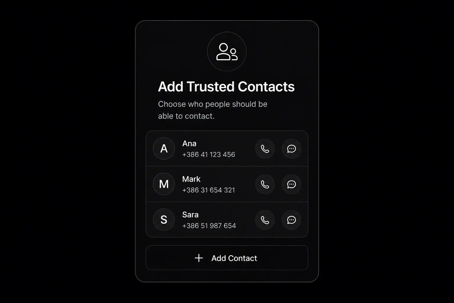 Add Trusted Contacts