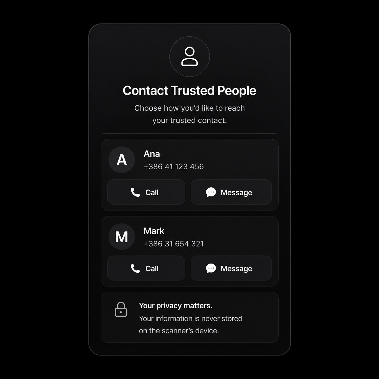 ReachMe contact mockup