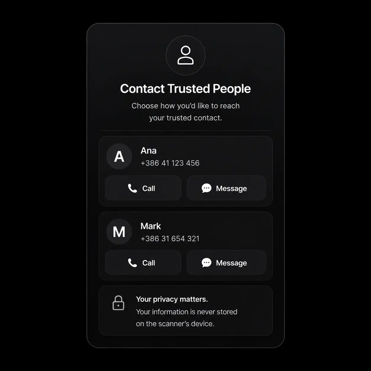 ReachMe contact mockup