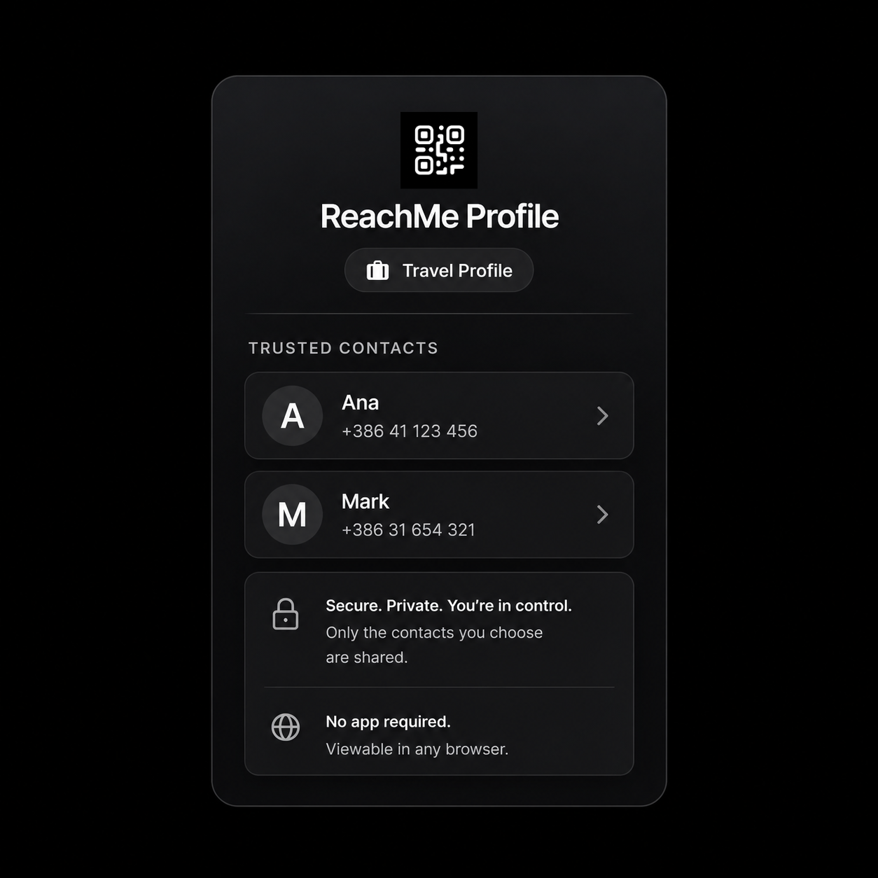 ReachMe profile mockup