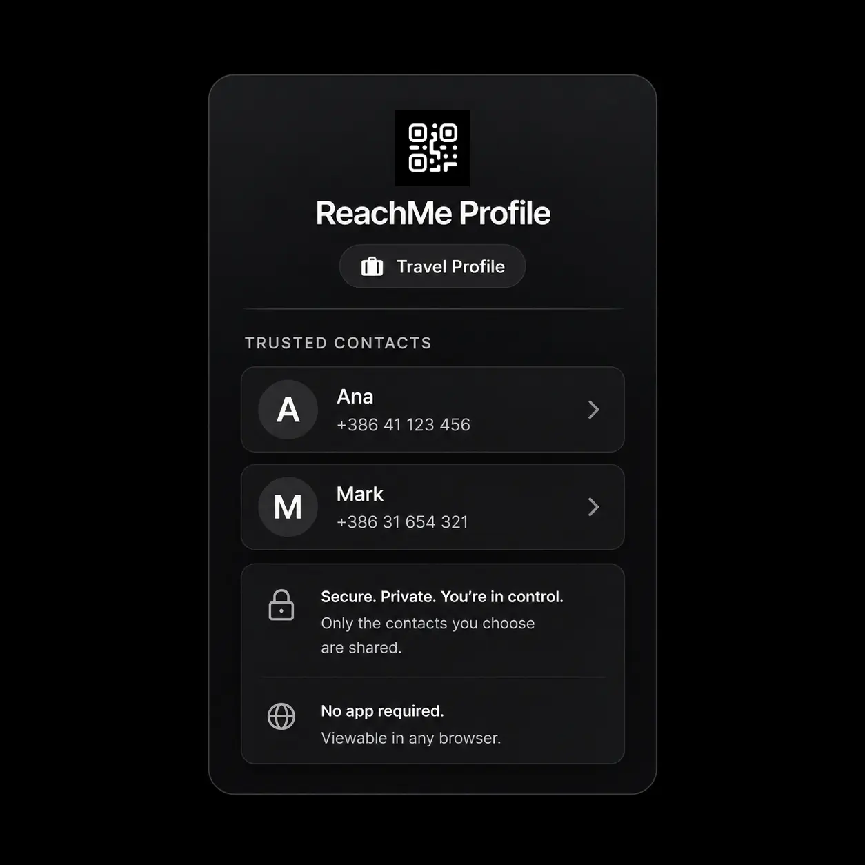 ReachMe profile mockup